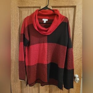 Calvin Klein Red and Black Cowl Neck Sweater